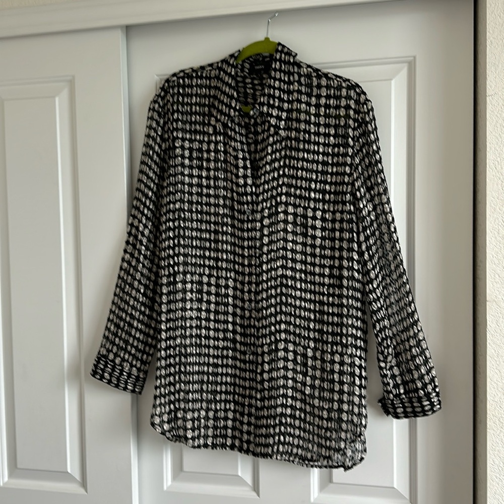 Theory Oversized Silk Cutout Button Down L